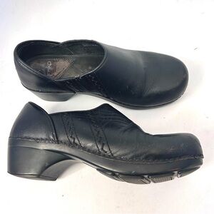 DANSKO Women Black Leather Clog Loafer Shoe Size 7.5 EUR 38